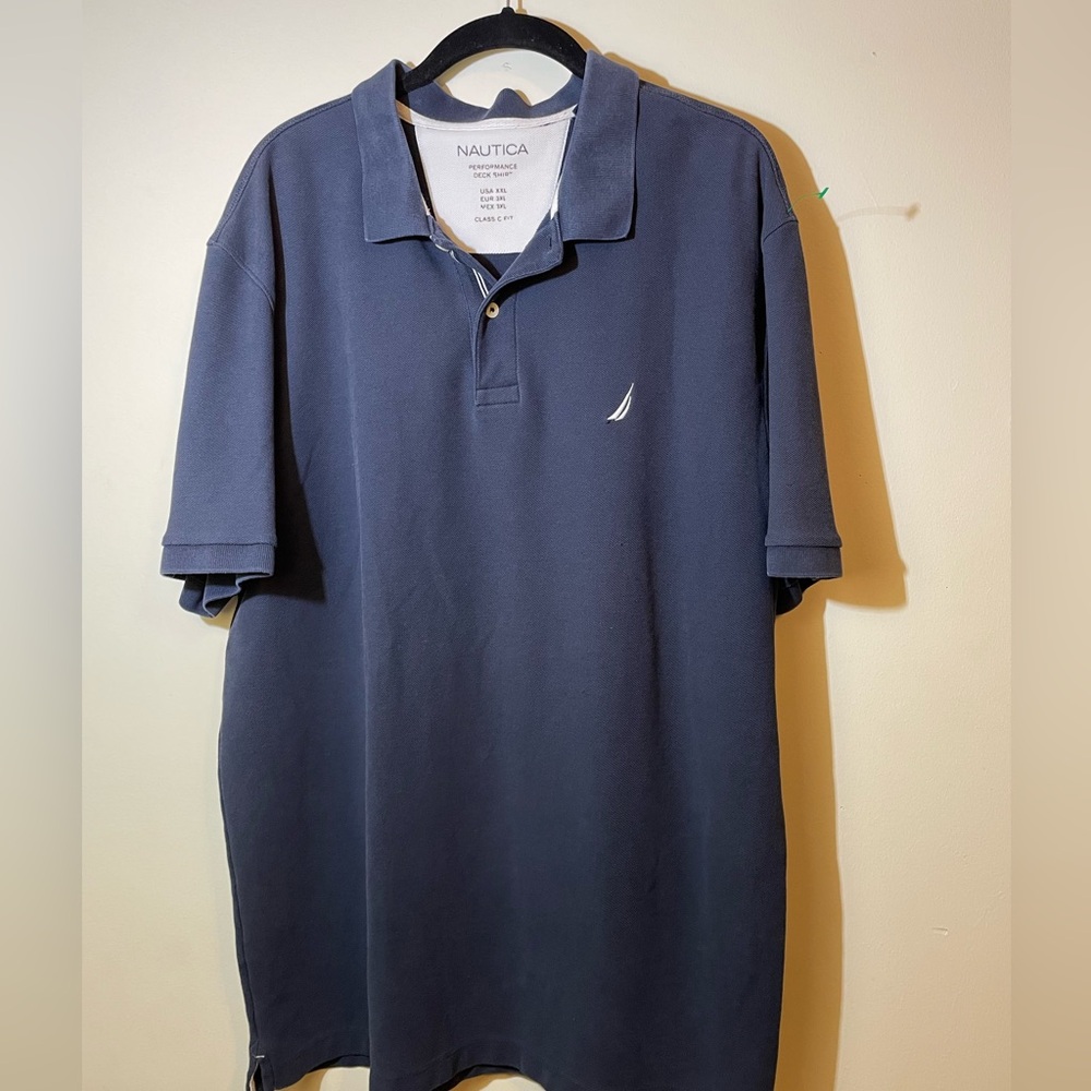 Nautica Polo Mens 2XL Short Sleeve Polo Shirt Navy Blue cotton great condition‎